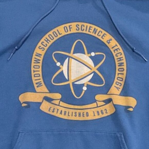 Midtown School Of Science Spiderman Peter Parker Cosplay Blue Hoodie Mens Small - Picture 2 of 9